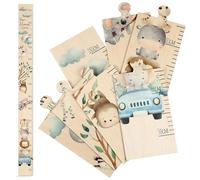 Otuuz Toises pour Bébé Toise pour Enfant en Bois avec Motif Animalier Tableau de Mesures pour Bébé Cadeau de Naissance Toise Murale Hurra Ich Wachse Décoration de Chambre, 50-180 cm(Animaux Mignons)