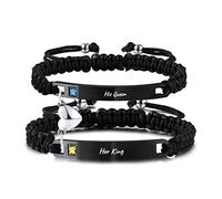OTXIXTO 2 Pièces Bracelets Assortis pour Couples Amoureux Bracelet Coeur Magnétique Cadeaux pour Petit Ami Petite Amie Meilleur Ami Noir + Noir