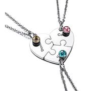 OTXIXTO 3 Argent Ton Acier Inoxydable Coeur Pendentif Meilleur Ami pour Toujours Puzzle Collier Nom Personnalisé pour Amitié Couples Hommes Femmes