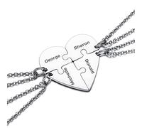 OTXIXTO 4 Argent Ton Acier Inoxydable Coeur Pendentif Meilleur Ami pour Toujours Puzzle Collier Nom Personnalisé pour Amitié Couples Hommes Femmes