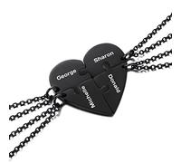 OTXIXTO 4 Noir Ton Acier Inoxydable Coeur Pendentif Meilleur Ami pour Toujours Puzzle Collier Nom Personnalisé pour Amitié Couples Hommes Femmes