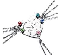 OTXIXTO 5 Argent Ton Acier Inoxydable Coeur Pendentif Meilleur Ami pour Toujours Puzzle Collier Nom Personnalisé pour Amitié Couples Hommes Femmes