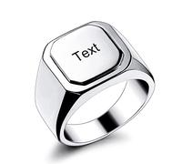 OTXIXTO Bague Initiale Lettre Chevalière pour Hommes Femmes Nom Personnalisé Gravé Acier Inoxydable Bijoux Fantaisie Mariage Couples Fête des Pères Cadeau avec Ajusteurs de Taille (Argent, Taille 72)