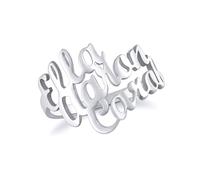 OTXIXTO Bagues Nom Personnalisées en Argent Sterling 925 pour Femme Or Rose/Argent/Or Bague avec Nom Bague Noms Personnalisée pour Femme Petite Amie Femme Noël Fête des Mères (3 Noms Bague, Taille 62)