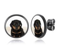 OTXIXTO Boucles d'Oreilles Photo Personnalisées en Acier Inoxydable/Plaqué Or/Noir, Forme Ronde/Cœur/Goutte d'Eau, Bijoux Commémoratifs Cadeaux pour la Fête des Mères - D2