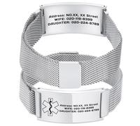 OTXIXTO Bracelet ID Médicale Réglable Gravure Personnalisée Informations Urgence Bracelets Alerte Médicale pour Femmes Hommes Convient Aux Autistes Personnes âgées Diabète Allergies L'épilepsie -B1