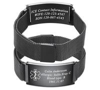 OTXIXTO Bracelet ID Médicale Réglable Gravure Personnalisée Informations Urgence Bracelets Alerte Médicale pour Femmes Hommes Convient Aux Autistes Personnes âgées Diabète Allergies L'épilepsie -B2