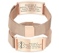 OTXIXTO Bracelet ID Médicale Réglable Gravure Personnalisée Informations Urgence Bracelets Alerte Médicale pour Femmes Hommes Convient Aux Autistes Personnes âgées Diabète Allergies L'épilepsie -B3