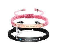 OTXIXTO Bracelets Assortis Personnalisés pour Couples Bracelets pour Couples Tressés Réglables avec Cœur Connectable Personnalisé Gravé Relation Nom Bracelet Bijoux Cadeaux pour Couples (Style A6)