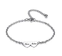 OTXIXTO Bracelets de Nom Personnalisés pour Femme avec 2-5 Noms Gravés Coeurs Bracelet à Breloques pour Amitié Mère Couples Lien Réglable Ami Anniversaire Demoiselle d'honneur Cadeaux
