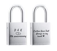 OTXIXTO Cadenas d'amour Personnalisé Texte pour les Amoureux Couples Bridge Saint-Valentin Cadenas avec Clé -Argent