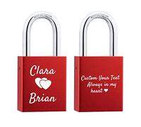 OTXIXTO Cadenas d'amour Personnalisé Texte pour les Amoureux Couples Bridge Saint-Valentin Cadenas avec Clé -Rouge