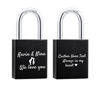 OTXIXTO Cadenas d'amour Personnalisé Texte pour les Amoureux Couples Bridge Saint-Valentin Cadenas avec Clé - Noir