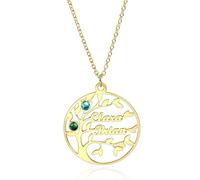 OTXIXTO Collier Arbre de Vie Personnalisé Pour Femme Collier Pendentif Arbre Généalogique avec 3 Noms/Pierres de Naissance Collier Arbre Généalogique en Argent 925 pour Fête des Mères (Style B: Rond)