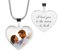 OTXIXTO Collier Commémoratif Personnalisé en Argent Sterling 925 Pendentif Cœur/Plaque d'identité avec Photo à l'intérieur Collier Personnalisé Photo Texte Gravé la Mémoire des êtres Chers Disparus-A1