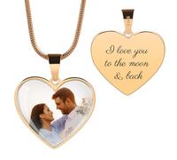 OTXIXTO Collier Commémoratif Personnalisé en Argent Sterling 925 Pendentif Cœur/Plaque d'identité avec Photo à l'intérieur Collier Personnalisé Photo Texte Gravé la Mémoire des êtres Chers Disparus-A3