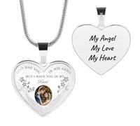 OTXIXTO Collier Commémoratif Personnalisé en Argent Sterling 925 Pendentif Cœur/Plaque d'identité avec Photo à l'intérieur Collier Personnalisé Photo Texte Gravé la Mémoire des êtres Chers Disparus-C2