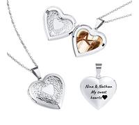 OTXIXTO Collier Femme Coeur Personnalisé Photo Porte Médaillon Gravé Prénom Pendentif Argent/Or/Rose Or en Acier Inoxydable Bijoux Cadeaux pour Maman Grand Mere Soeur (Fleur)