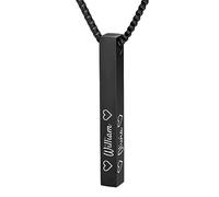 OTXIXTO Collier Pendentif Barre Verticale en Acier Inoxydable Personnalisé Gravé Initiales Noms/Dates/Textes avec Pierre de Naissance Aile Cadeau d'anniversaire pour Homme Père Petit Ami (Style B2)