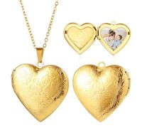 OTXIXTO Collier Pendentif Cœur Personnalisé avec Photo pour Femme Colliers Médaillon Cœur Personnalisés en Acier Inoxydable Cadeaux Photo pour Fête des Mères Anniversaire - D2