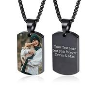OTXIXTO Personnalisé Dog Tag Pendentif Urne Collier, Gravure Photo/Nom/Date/Calendrier Personnalisé pour Hommes Femmes Cendres en Acier Inoxydable Souvenir Crémation Bijoux Entonnoir Kit