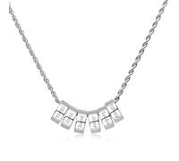 OTXIXTO Personnalisé Initiales du Nom Perles Collier Charme pour Hommes Femmes Nom de Gravure 2-6 Perles Acier Inoxydable avec Chaîne Torsadée Réglable, Chaîne en Cuir Ciré Cadeau pour Les Couples -A5