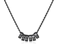 OTXIXTO Personnalisé Initiales du Nom Perles Collier Charme pour Hommes Femmes Nom de Gravure 2-6 Perles Acier Inoxydable avec Chaîne Torsadée Réglable, Chaîne en Cuir Ciré Cadeau pour Les Couples -B5