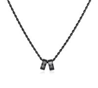 OTXIXTO Personnalisé Initiales du Nom Perles Collier Charme pour Hommes Femmes Nom de Gravure 2-6 Perles Acier Inoxydable avec Chaîne Torsadée Réglable, Chaîne en Cuir Ciré Cadeau pour Les Couples -B1