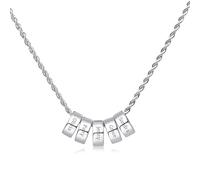 OTXIXTO Personnalisé Initiales du Nom Perles Collier Charme pour Hommes Femmes Nom de Gravure 2-6 Perles Acier Inoxydable avec Chaîne Torsadée Réglable, Chaîne en Cuir Ciré Cadeau pour Les Couples -A4