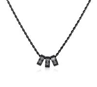 OTXIXTO Personnalisé Initiales du Nom Perles Collier Charme pour Hommes Femmes Nom de Gravure 2-6 Perles Acier Inoxydable avec Chaîne Torsadée Réglable, Chaîne en Cuir Ciré Cadeau pour Les Couples -B2