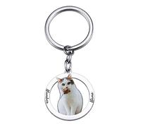 OTXIXTO Porte-Clés avec Photo Personnalisée Pendentif Portrait de Chat/Chien - Cadeau Commémoratif pour Les Amoureux des Animaux de Compagnie (2 Noms, Cadre Rond)