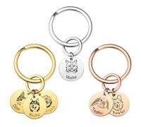 OTXIXTO Porte-Clés Personnalisé Portrait Animal Photo Et Nom en Acier Inoxydable pour Chien Chat Cadeau Souvenir B2