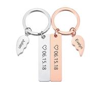 OTXIXTO Porte-clés Personnalisé pour Couple Fixer avec Image/Texte Gravé Porte-clés pour Couple Assorti Cadeaux pour Petit Ami Petite Amie - Style C: Argent & Or Rose