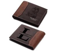 OTXIXTO Portefeuille en Cuir Deux Volets Photo Personnalisé pour Hommes Portefeuille pour Hommes avec Photo/Initiale/Nom/Texte pour Papa Mari Fils Garçons D'honneur Copain Cadeau (Style B: Brun Foncé)