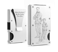 OTXIXTO Portefeuille Porte Carte Homme avec Pince à Billets Gravure Photo/Texte Portefeuille Fin Minimaliste avec RFID Blocage Porte Carte Crédit avec Pince à Billets Portefeuille pour Hommes - B2