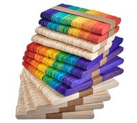 OTYMIOW 600PCS Bâtonnets de Glace en Bois Colorés, Abaisse-Langue en Bois Naturel pour Bricolage, l'Artisanat, Bâtonnets de Glace en BoisFaits à la Main, Pâtisserie et Cadeaux (Naturels et Colorés)