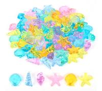 OTYMIOW 95 Coquillages de Mer Acrylique Colorés 4 Styles Étoiles de Mer Animaux Marins Chasse au Trésor Sur la Plage Coquillages à Thème De Plage pour Piscine, Gâteau, Fête sur le Thème de l'Océan