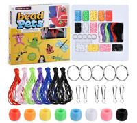 OTYMIOW Kit Perles Animaux DIY Porte-Clés 440PCS Coffret avec Clip et Cordon pour la Fabrication de Porte-Clés Boîte de Perles Animaux à Fabriquer Soi-Mêm Ensemble pour Fabriquer PorteClés