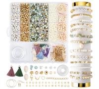OTYMIOW Kit Perles pour Création Bijoux DIY 1680PCS Kit de Pierres DIY pour Colliers, Ensemble avec Perles et Fil pour Création Fabrication de Colliers, Fabriquer pour Bracelets et Bijoux pour Adultes
