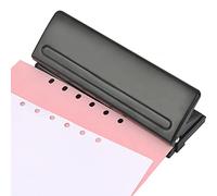 OTYMIOW Perforatrice 6 Trous en Métal Noir A4 A5 A6 B7, Petit Perforateur Réglable pour Bureau, Perforateur Classeur Fournitures de Bureau, Perforatrice de Bureau de Poche, Capacité 8 Feuilles/70g