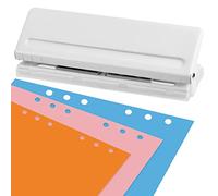 OTYMIOW Perforatrice de Bureau 6 Trous A4 A5 A6 B7 Métal Blanc, Perforateur Classeur 6 Trous, Perforatrice de Poche, Fournitures de Bureau Petite Perforatrice 6 Trous Perforateur pour 8 Feuilles
