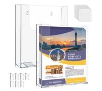 OTYMIOW Support de Dépliant Mural Transparent 2pièces Porte-Brochure A4 Présentoir à Brochures Support de Dépliant A4 en Plexiglas avec 7 Vis Présentoir de Dépliant Mural Support Mural pour Catalogues