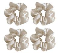 OTYOU Lot de 4 chouchous en satin doux pour cheveux bouclés avec texture de soie vive pour femmes et filles (beige)