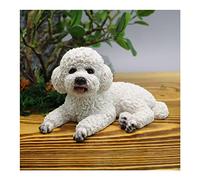 Otzoan Figurine de chien mignonne en résine pour jardin, ferme, caniche, pelouse, terrasse, cour, décoration d'intérieur (blanc)