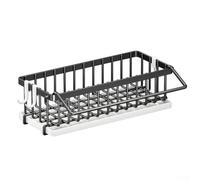 Ou acier mural pour comptoir de brosses d'évier avec plateau d'égouttement pour éponge, ustensiles de cuisine, chiffon de rangement peu encombrant pour montage d'armoire en acier inoxydable (30 x 13 x