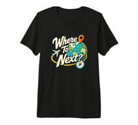 Où Aller Ensuite ? Globe Compass Wanderlust Adventure T-Shirt Haut de Gamme