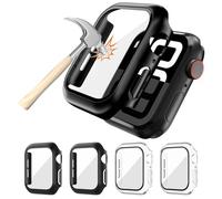 OU-BAND 4 Pièces Coques de Protection pour Apple Watch Série 10 46mm, Coque pour Apple Watch avec Écran Protecteur en Verre Trempé, Compatible avec iWatch 46mm (2 Noires & 2 Transparentes)