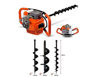 OU BEST CHOOSE Tarière Thermique 52 cm 52 CC 2,4 ch Tarière à Essence et Moteur Earth Auger Post Hole Digger Perceuse au Sol + 3 Foret d'extension