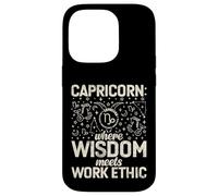 Où la Sagesse Rencontre l'éthique du Travail Capricorne Coque pour iPhone 14 Pro