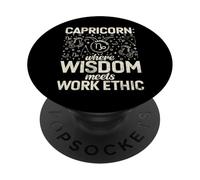 Où la Sagesse Rencontre l'éthique du Travail Capricorne PopSockets PopGrip Adhésif